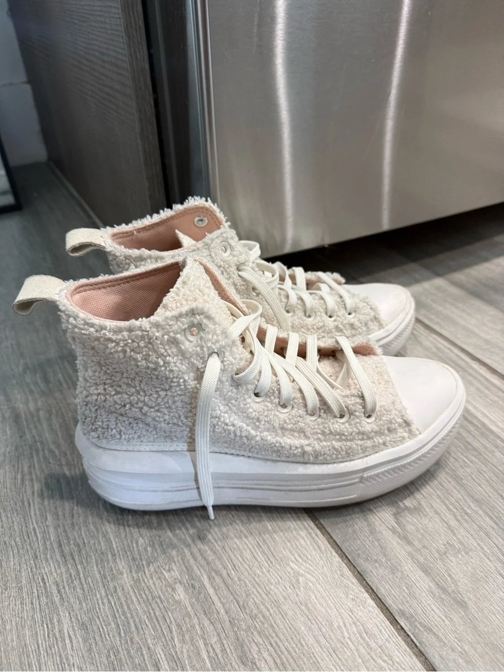 Women’s Sherpa Cream High-Top Plush Sneakers